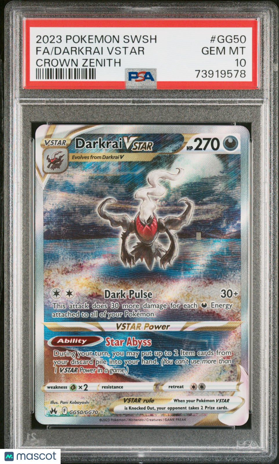 2023 Pokemon Sword And Shield Crown Zenith Darkrai VSTAR #GG50 Crown Zenith Fa PSA 10