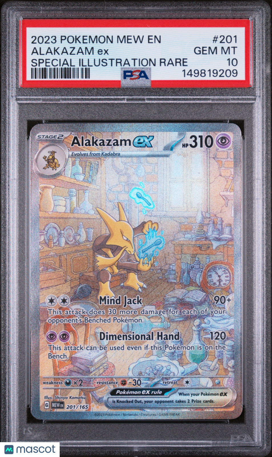 2023 Pokemon Mew EN-151 Alakazam EX #201 Special Illustration Rare PSA 10