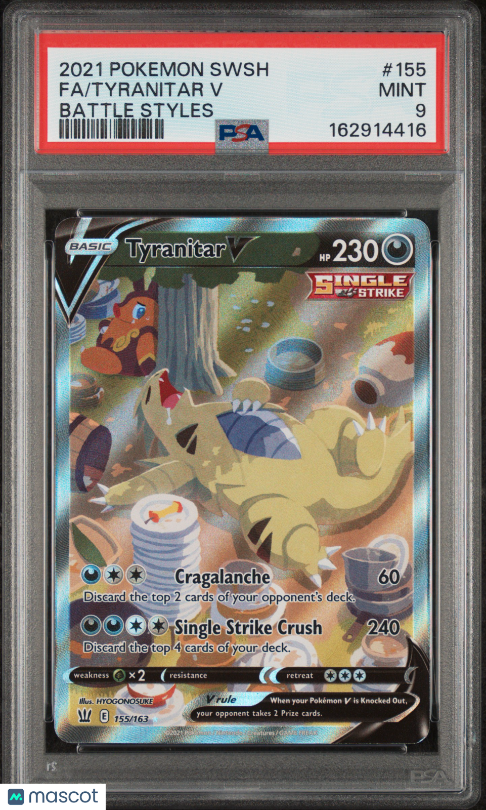 2021 Pokemon Sword & Shield Battle Styles Tyranitar V #155 Fa Battle Styles PSA 9