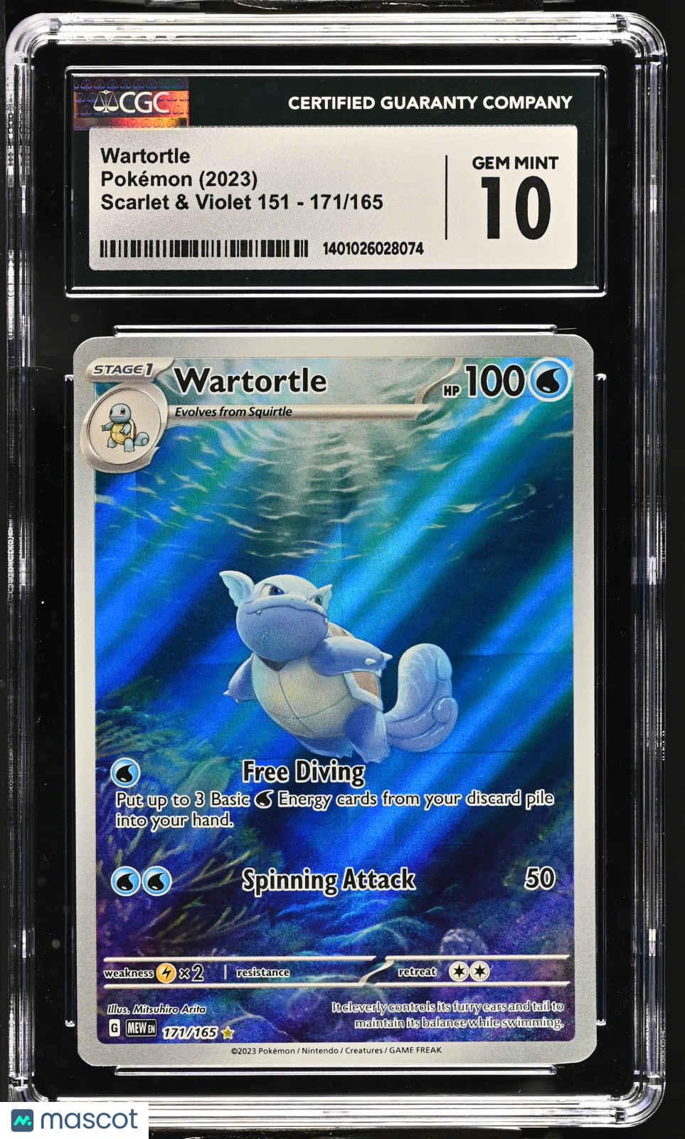 2023 Pokemon Wartortle #171/165 Illustration Rare CGC 10