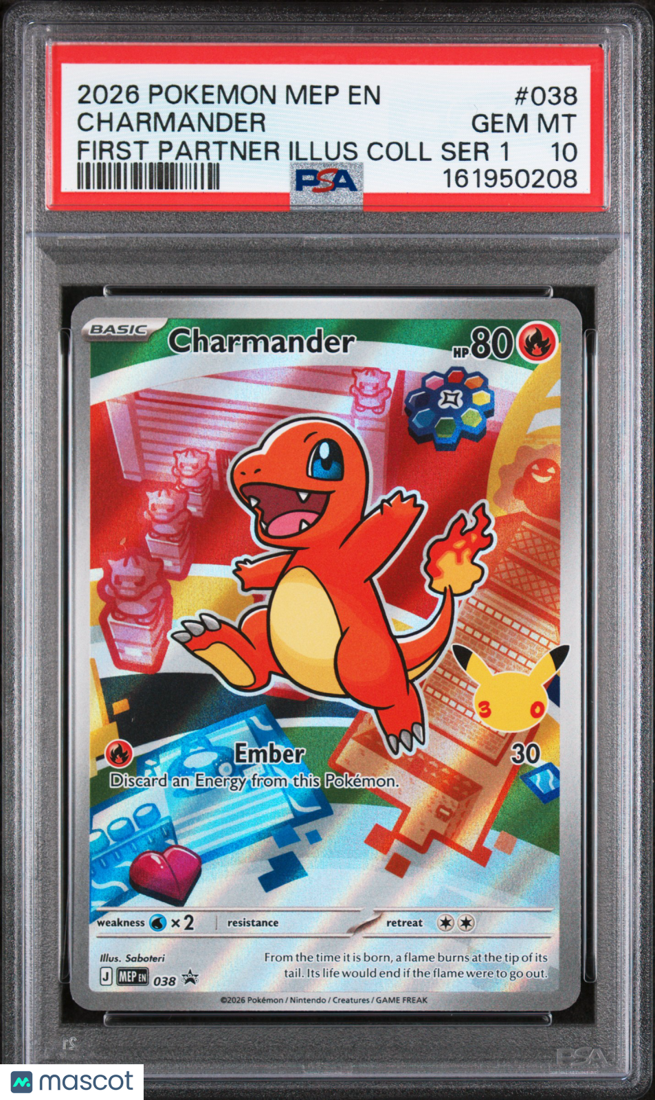 2026 Pokemon Mep EN-Me Black Star Promo Charmander #038 First Partner Illus Coll Ser 1 PSA 10