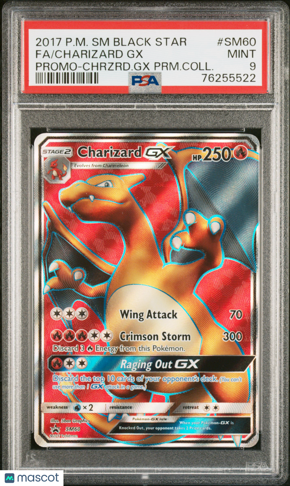 2017 Pokemon SM Black Star Promo Charizard GX #SM60 Promo-Chrzrd.GX PRM.Coll. Fa PSA 9