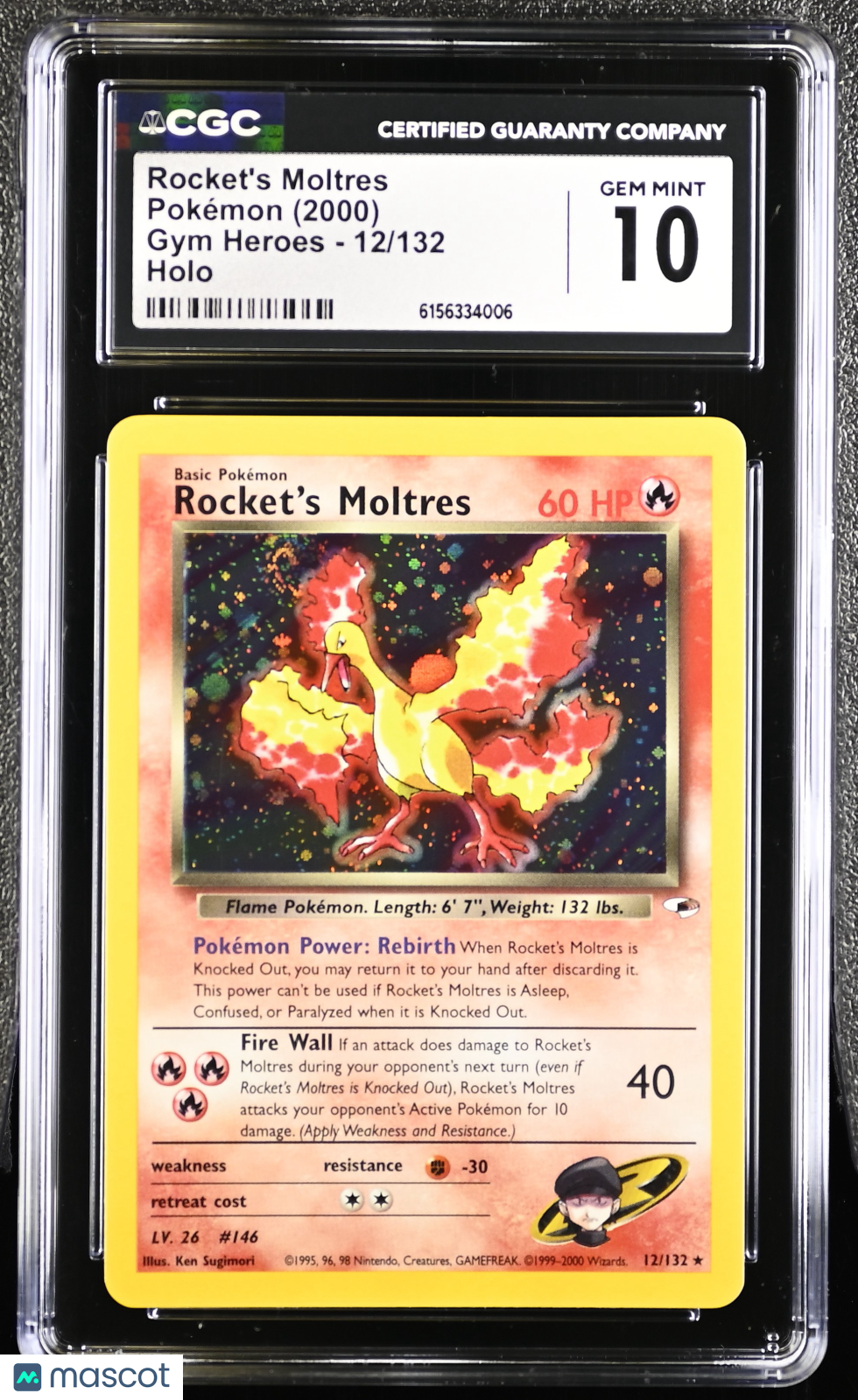 2000 Pokemon Rocket's Moltres #12/132 CGC 10