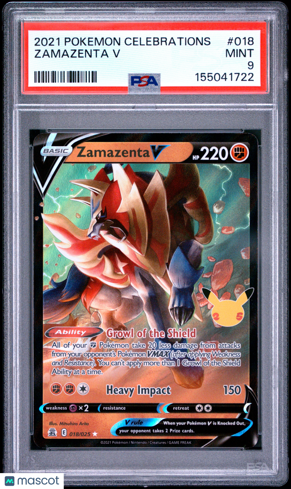 2021 Pokemon Celebrations Zamazenta V #018 PSA 9