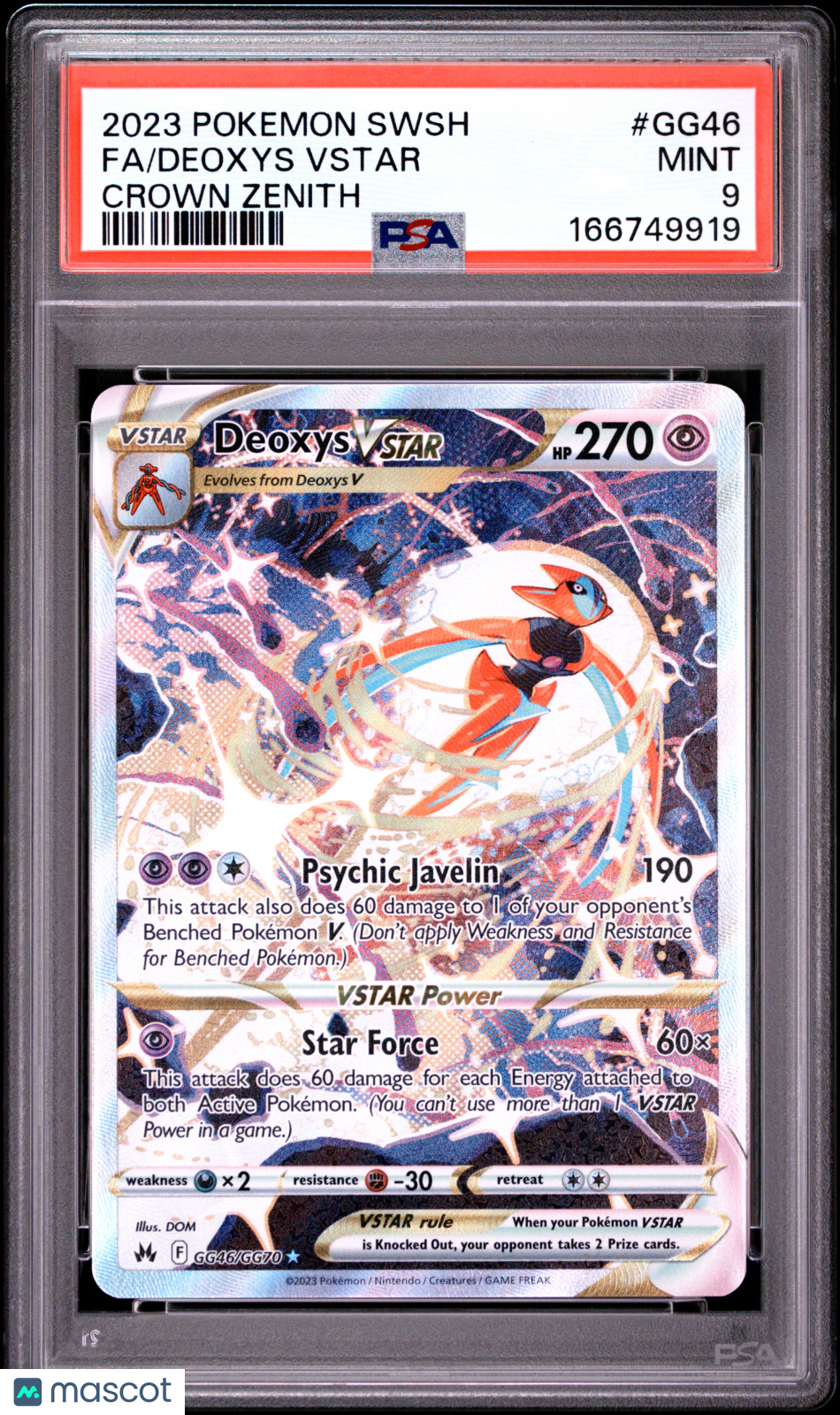 2023 Pokemon Sword And Shield Crown Zenith Deoxys VSTAR #GG46 Crown Zenith Fa PSA 9