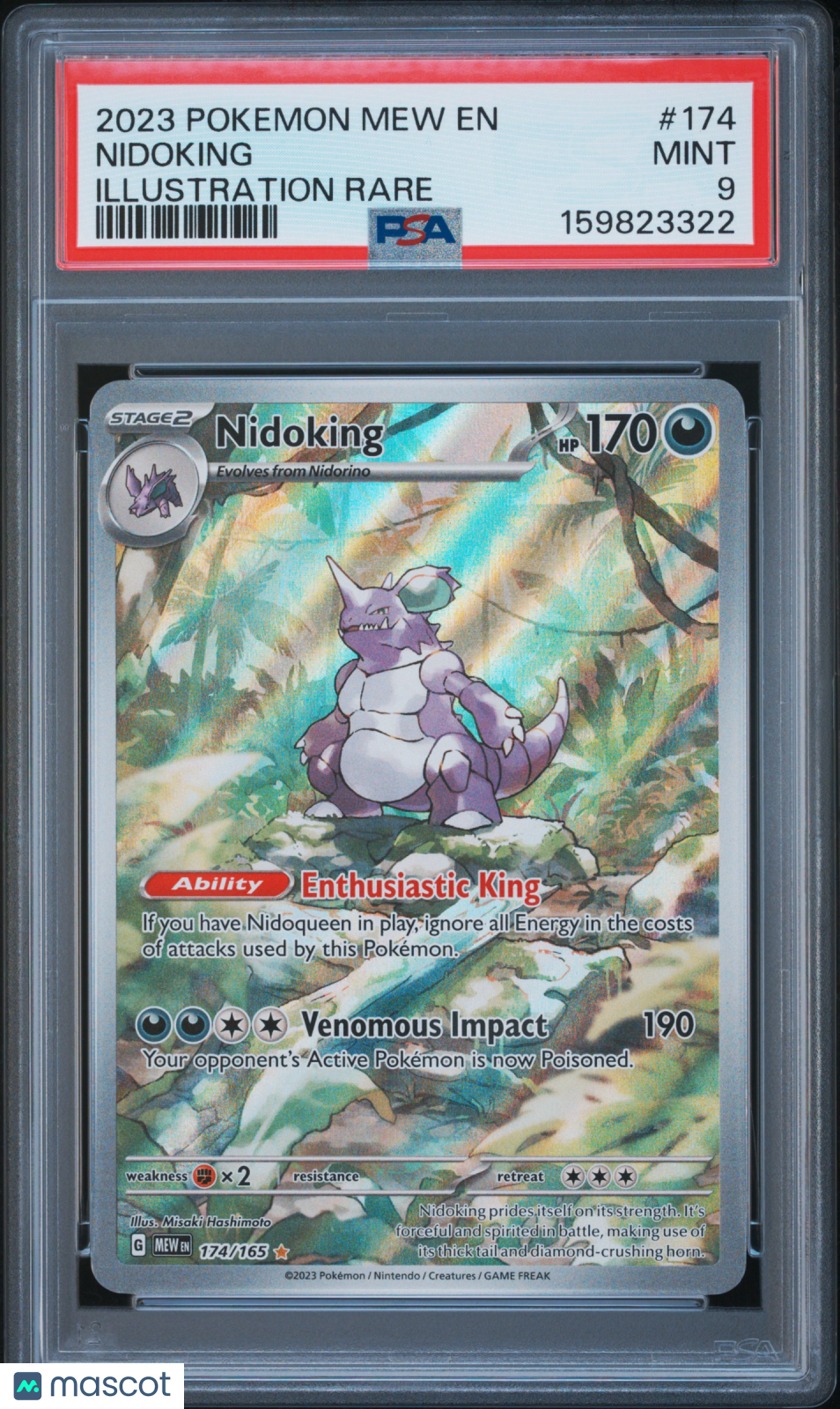 2023 Pokemon Mew EN-151 Nidoking #174 Illustration Rare PSA 9