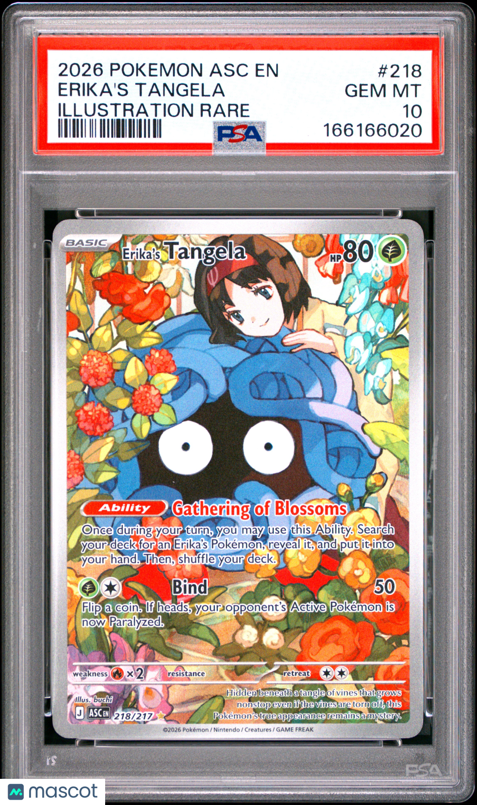 2026 Pokemon Asc EN-Ascended Heroes Erika's Tangela #218 Illustration Rare PSA 10