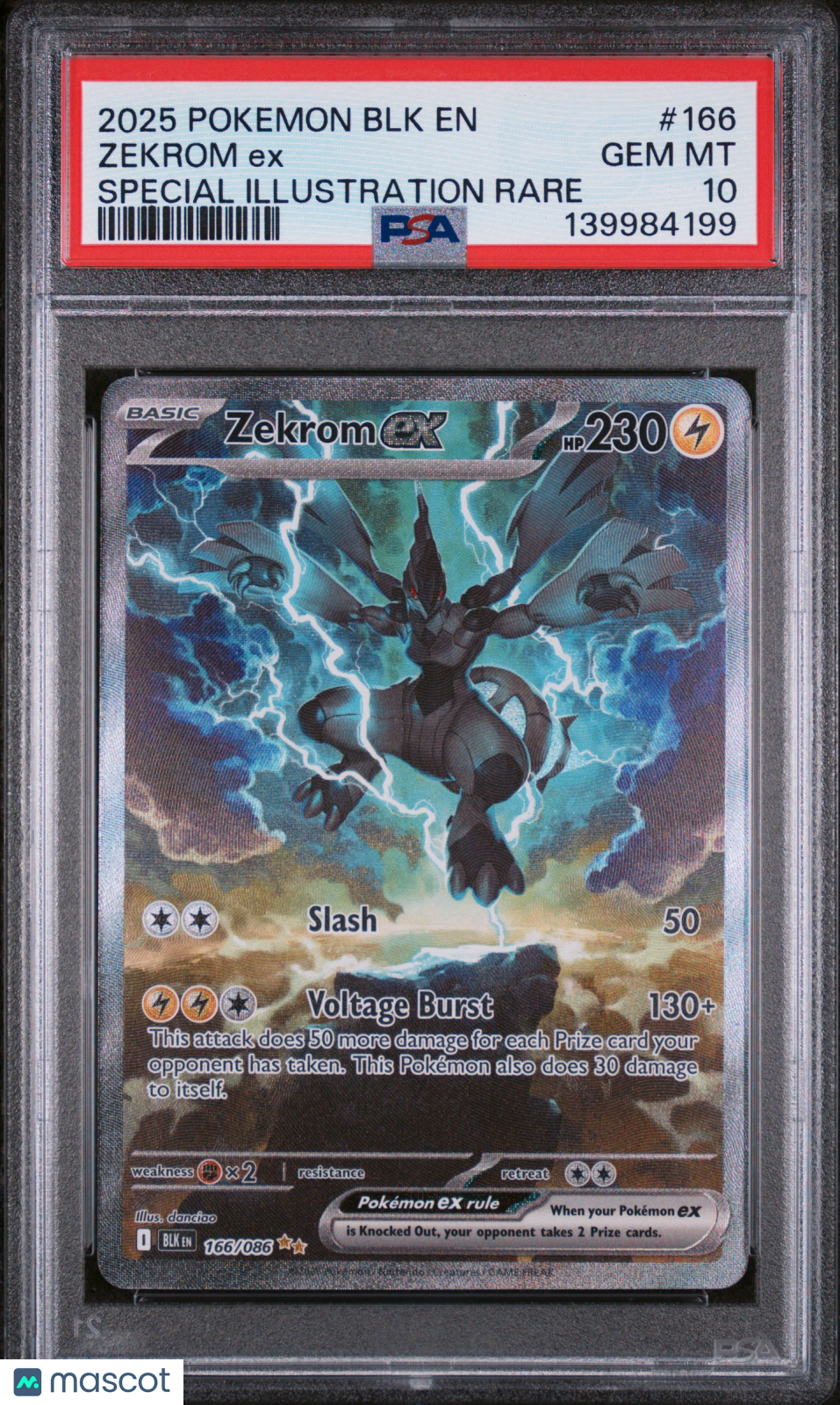 2025 Pokemon BLK EN-Black Bolt Zekrom EX #166 Special Illustration Rare PSA 10