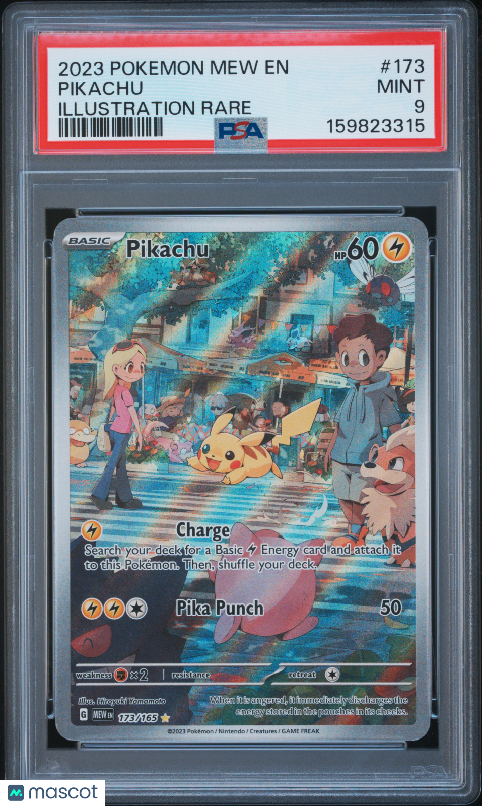 2023 Pokemon Mew EN-151 Pikachu #173 Illustration Rare PSA 9