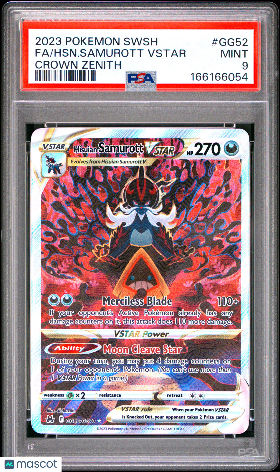2023 Pokemon Sword And Shield Crown Zenith HSN. Samurott VSTAR #GG52 Crown Zenith Fa PSA 9