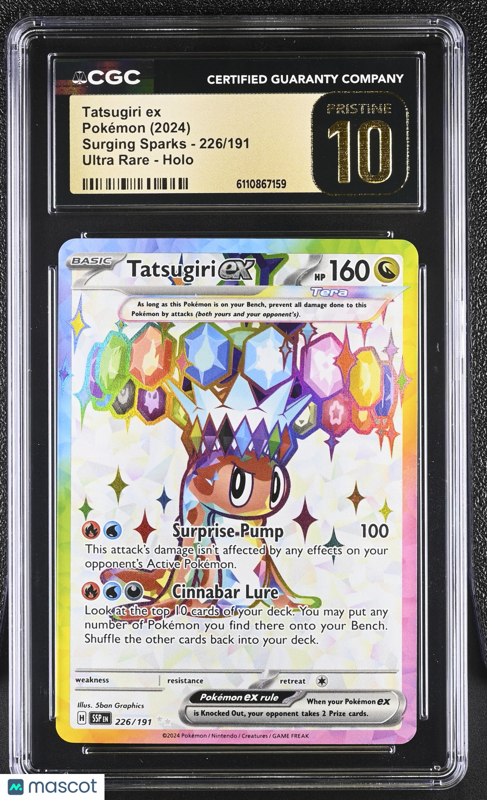 2024 Pokemon Tatsugiri ex #226/191 Ultra Rare CGC 10