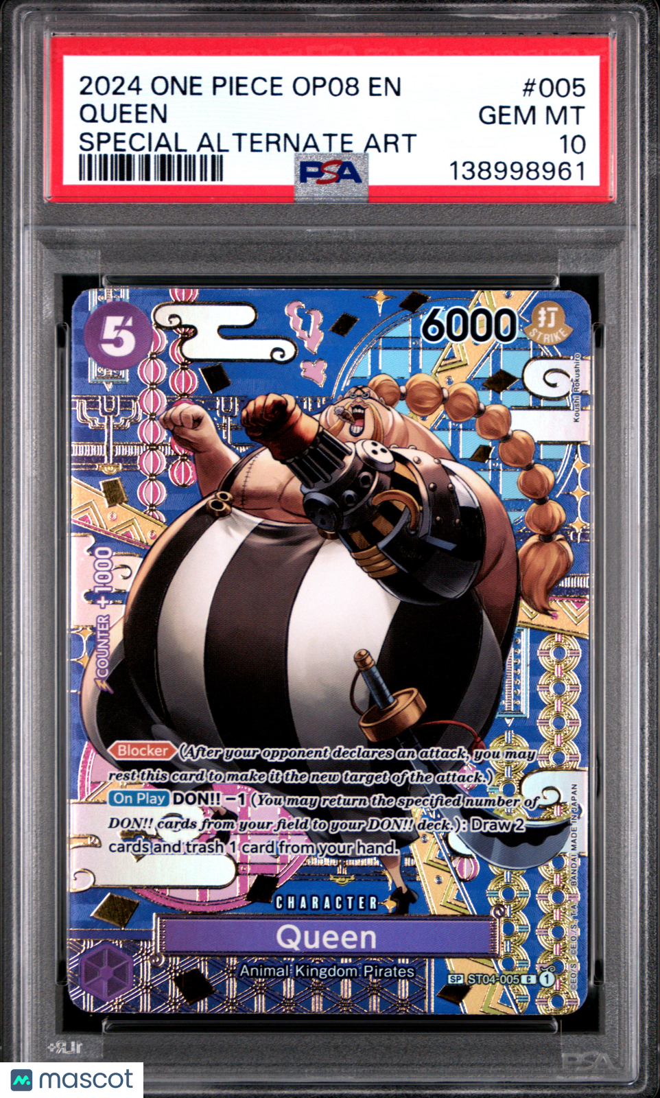 2024 One Piece Op08-Two Legends Queen #005 Special Alternate Art PSA 10