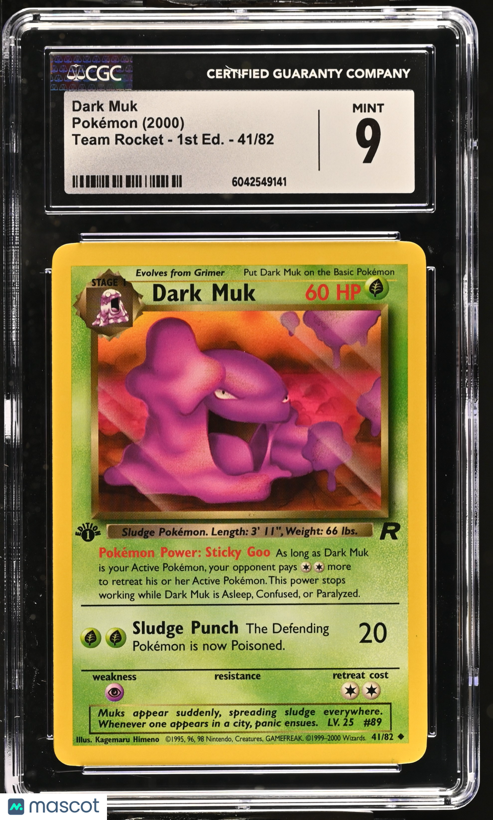 2000 Pokemon Dark Muk #41/82 1st Edition CGC 9