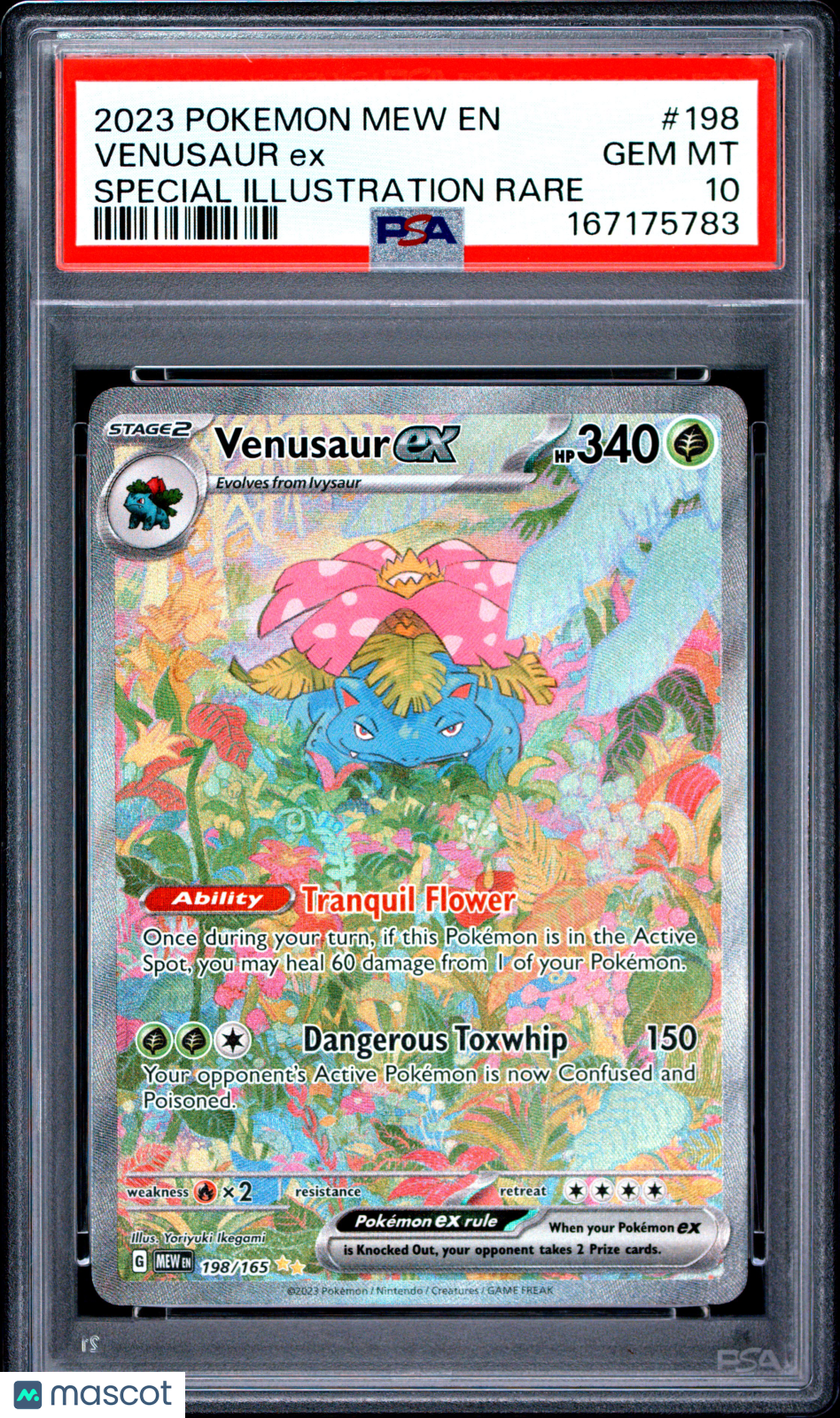 2023 Pokemon Mew EN-151 Venusaur EX #198 Special Illustration Rare PSA 10