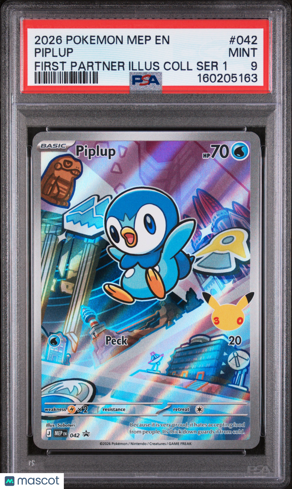2026 Pokemon Mep EN-Me Black Star Promo Piplup #042 First Partner Illus Coll Ser 1 PSA 9