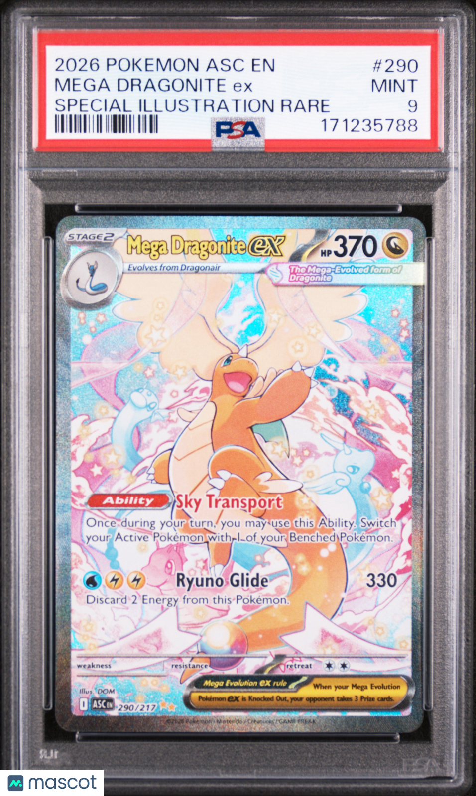 2026 Pokemon Asc EN-Ascended Heroes Mega Dragonite EX #290 Special Illustration Rare PSA 9