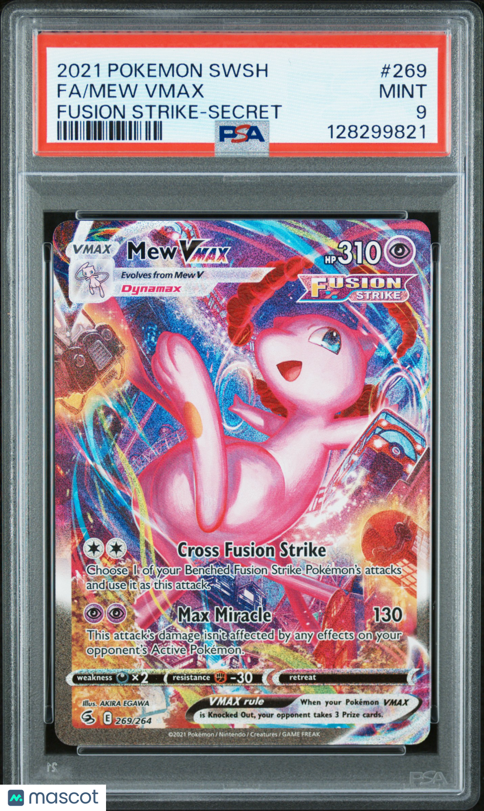 2021 Pokemon Sword & Shield Fusion Strike Mew VMAX #269 Fa Fusion Strike-Secret PSA 9