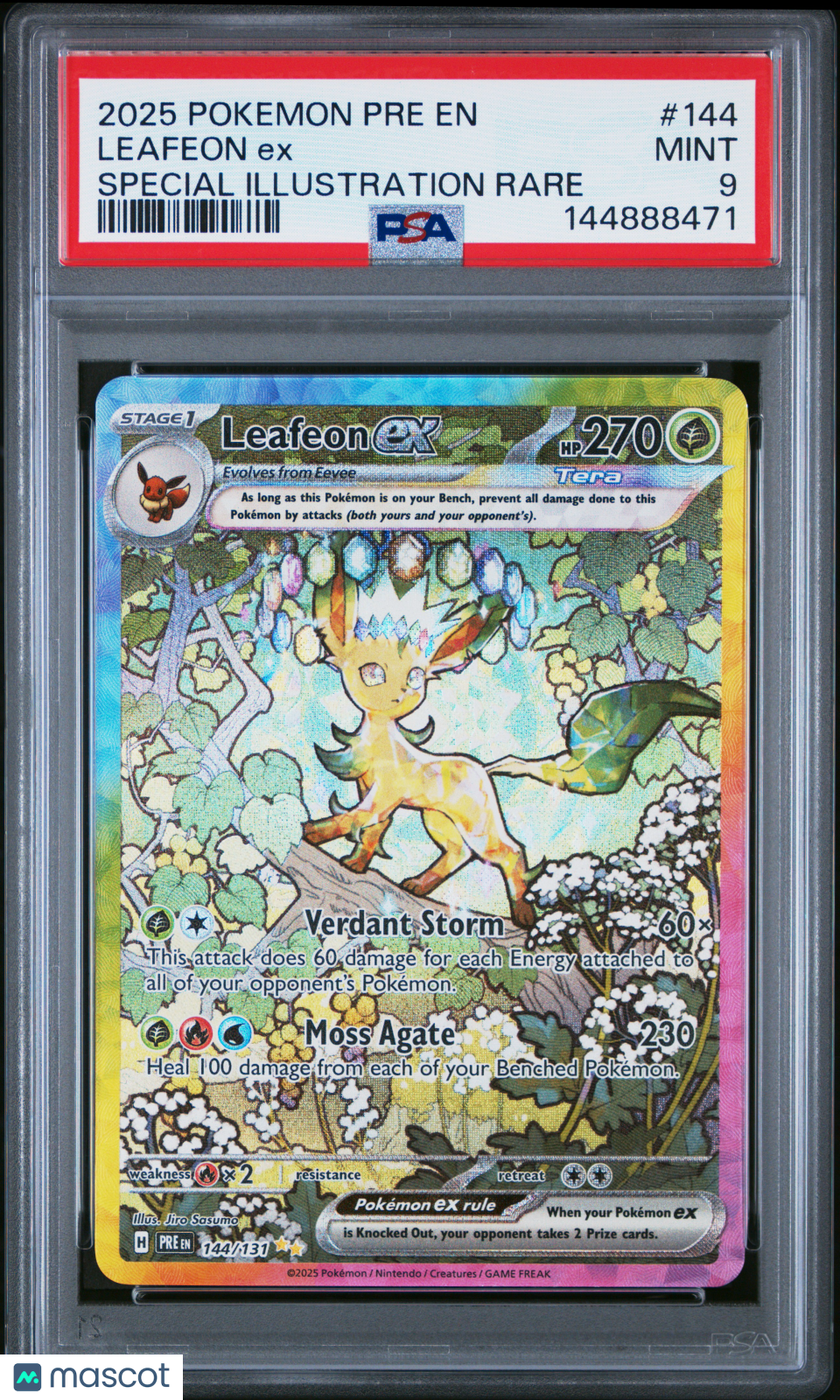 2025 Pokemon Pre EN-Prismatic Evolutions Leafeon EX #144 Special Illustration Rare PSA 9