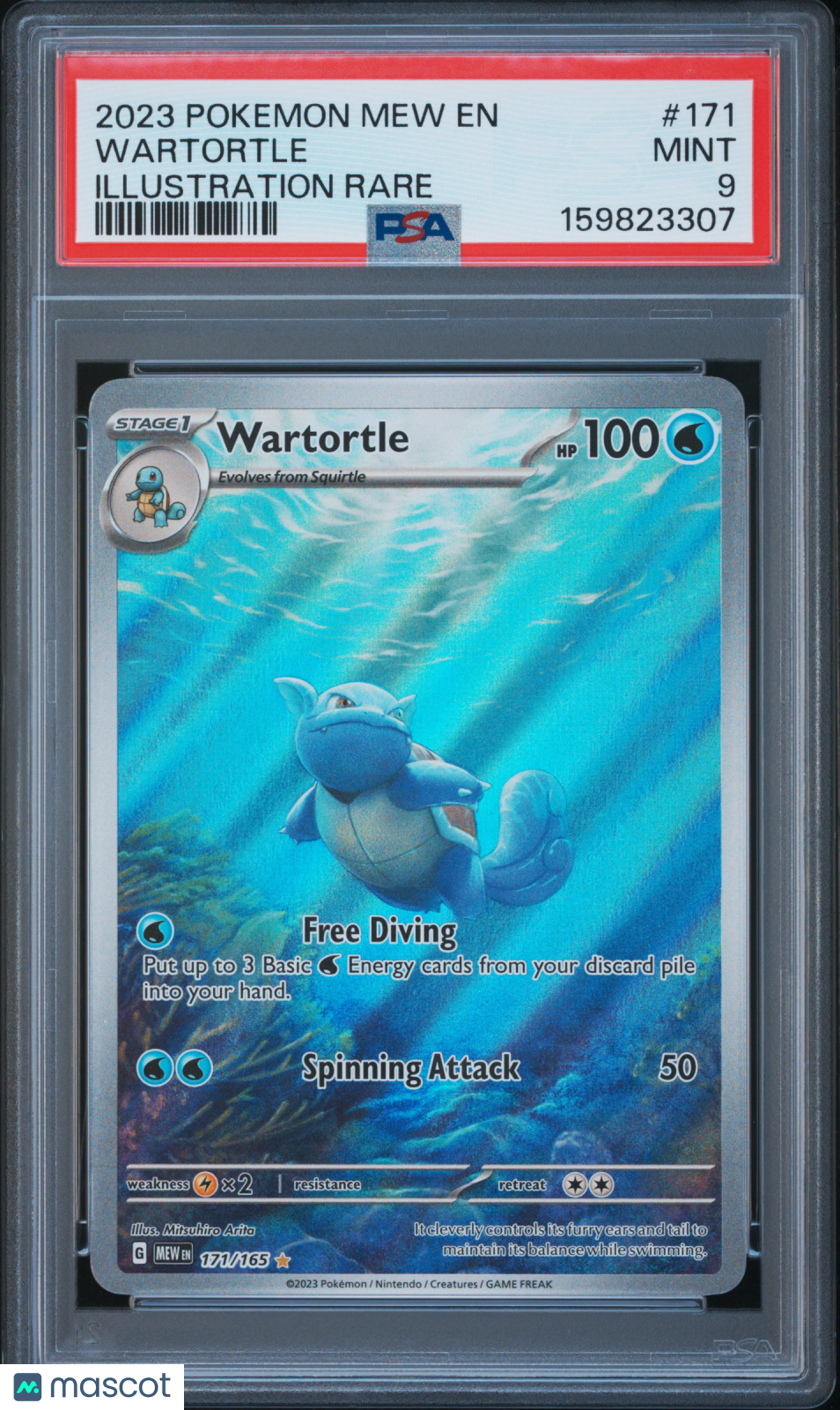 2023 Pokemon Mew EN-151 Wartortle #171 Illustration Rare PSA 9