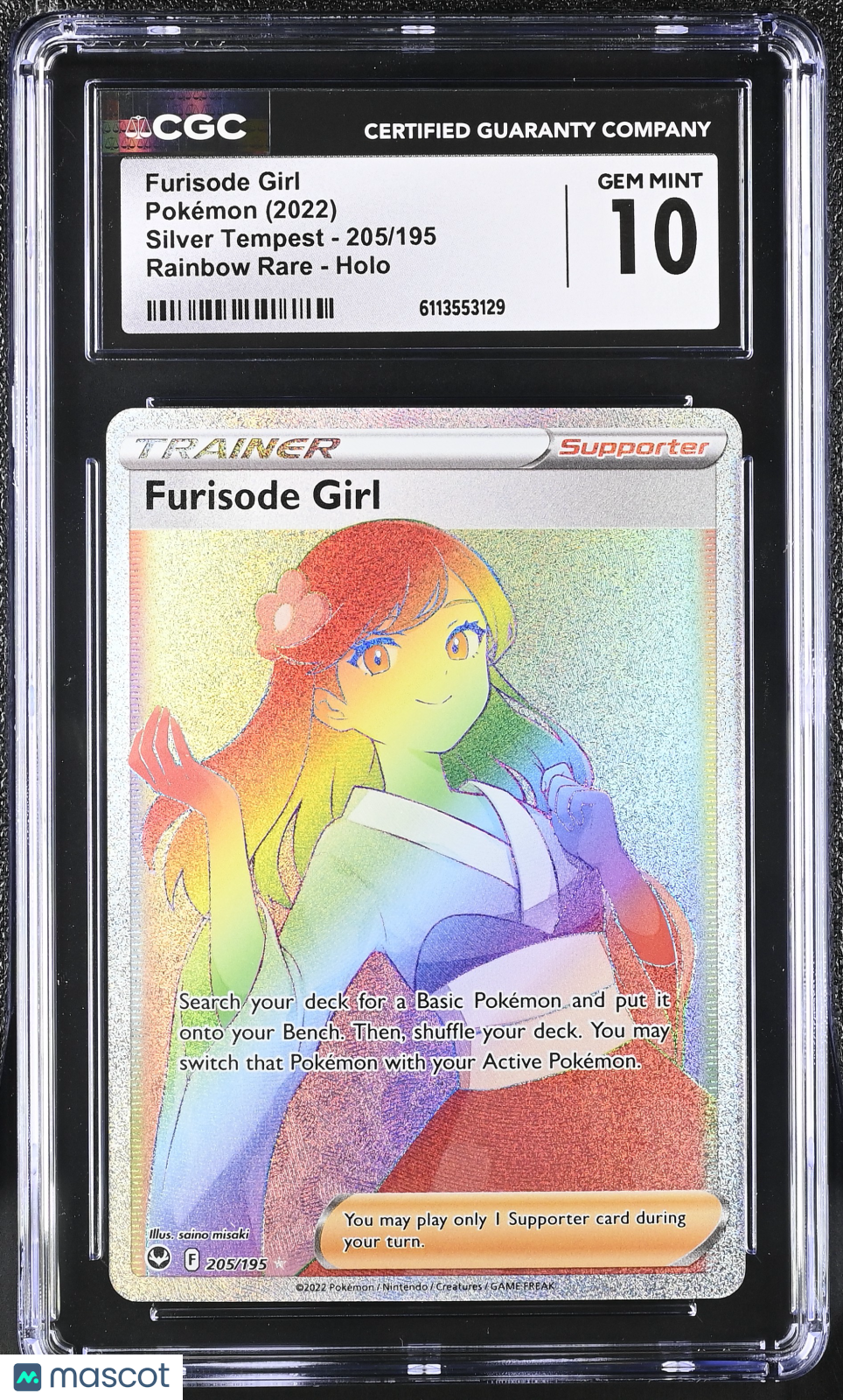 2022 Pokemon Furisode Girl #205/195 Rainbow Rare CGC 10