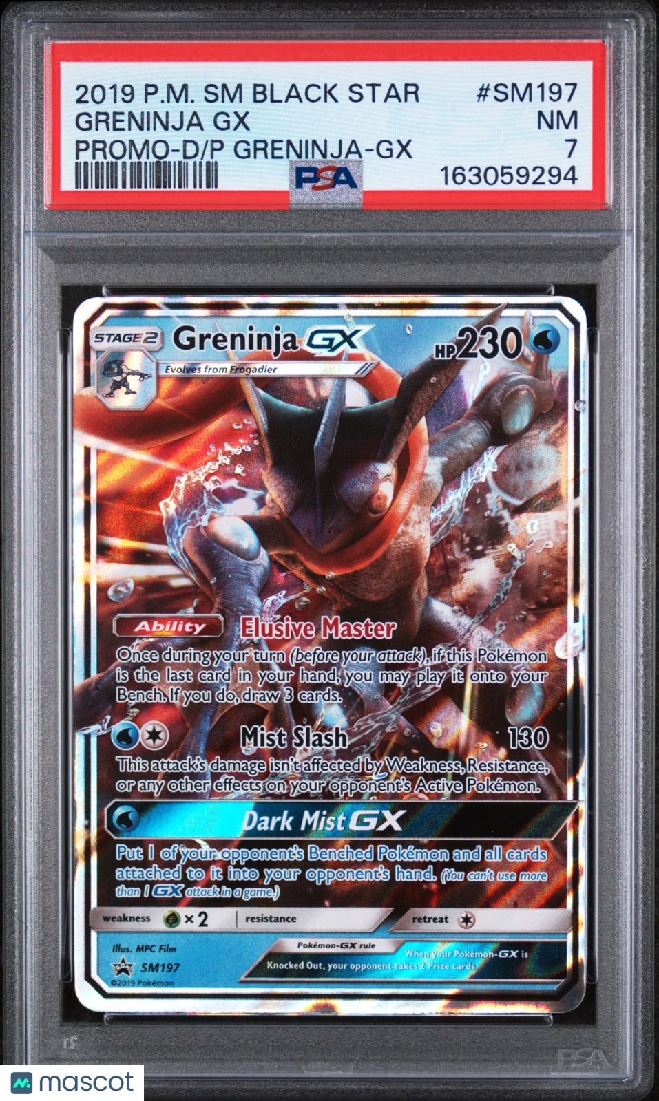 2019 Pokemon SM Black Star Promo Greninja GX #SM197 Promo-D/P Greninja-GX PSA 7
