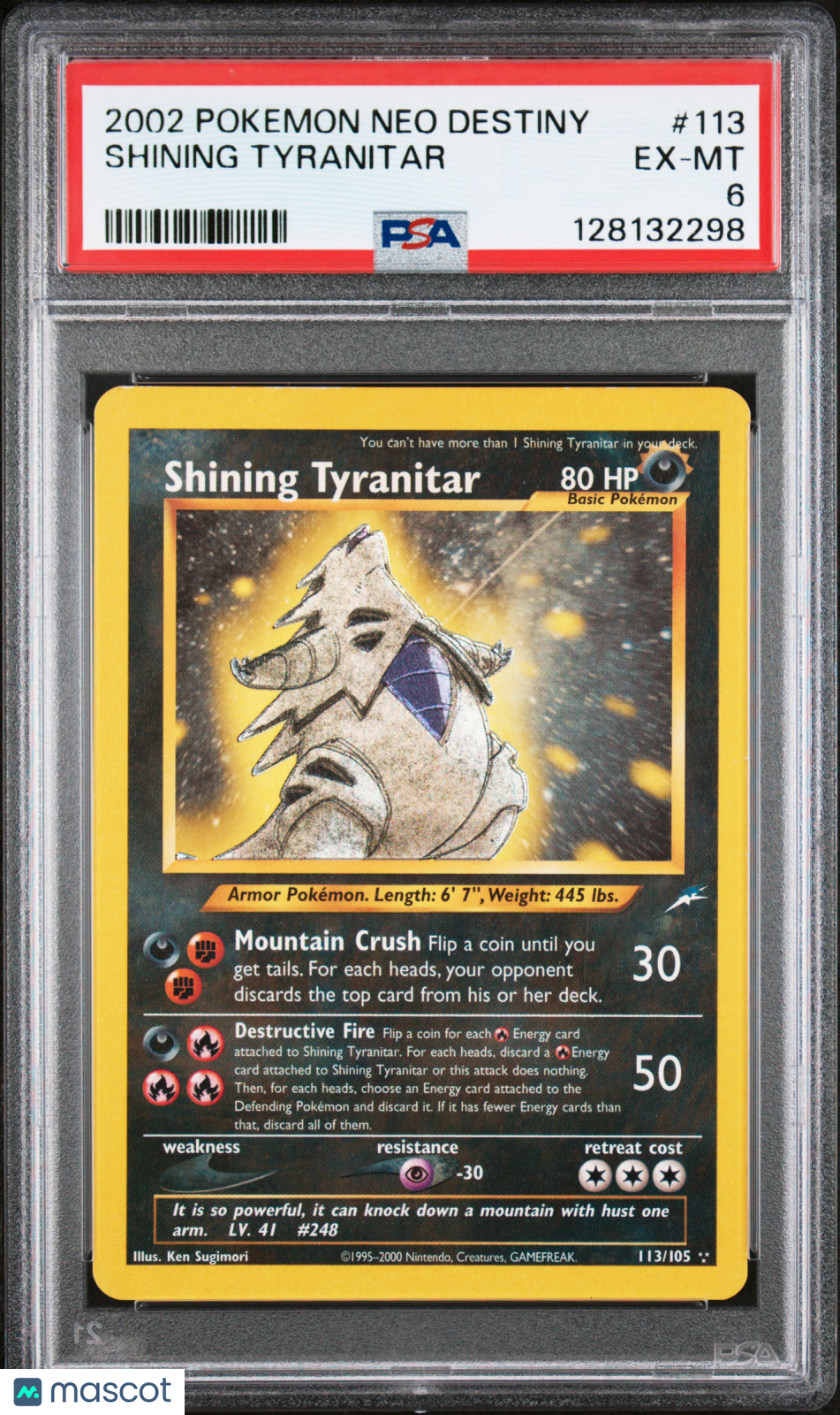 2002 Pokemon Neo Destiny Shining Tyranitar #113 PSA 6