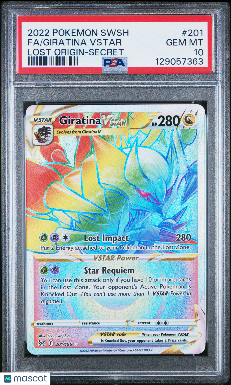 2022 Pokemon Sword & Shield Lost Origin Giratina VSTAR #201 Lost Origin-Secret Fa PSA 10