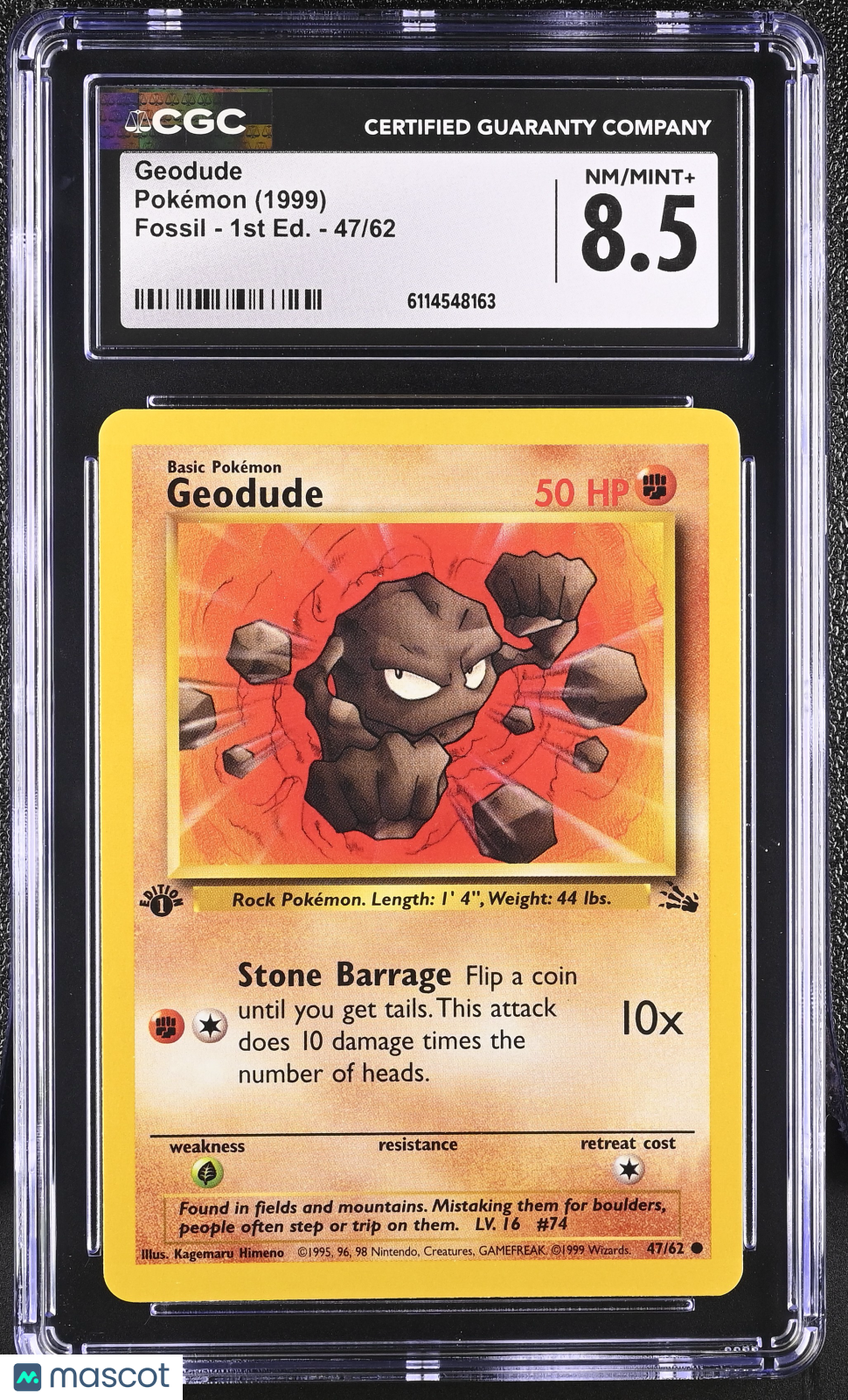 1999 Pokemon Geodude #47/62 47/62 1st Edition CGC 8.5