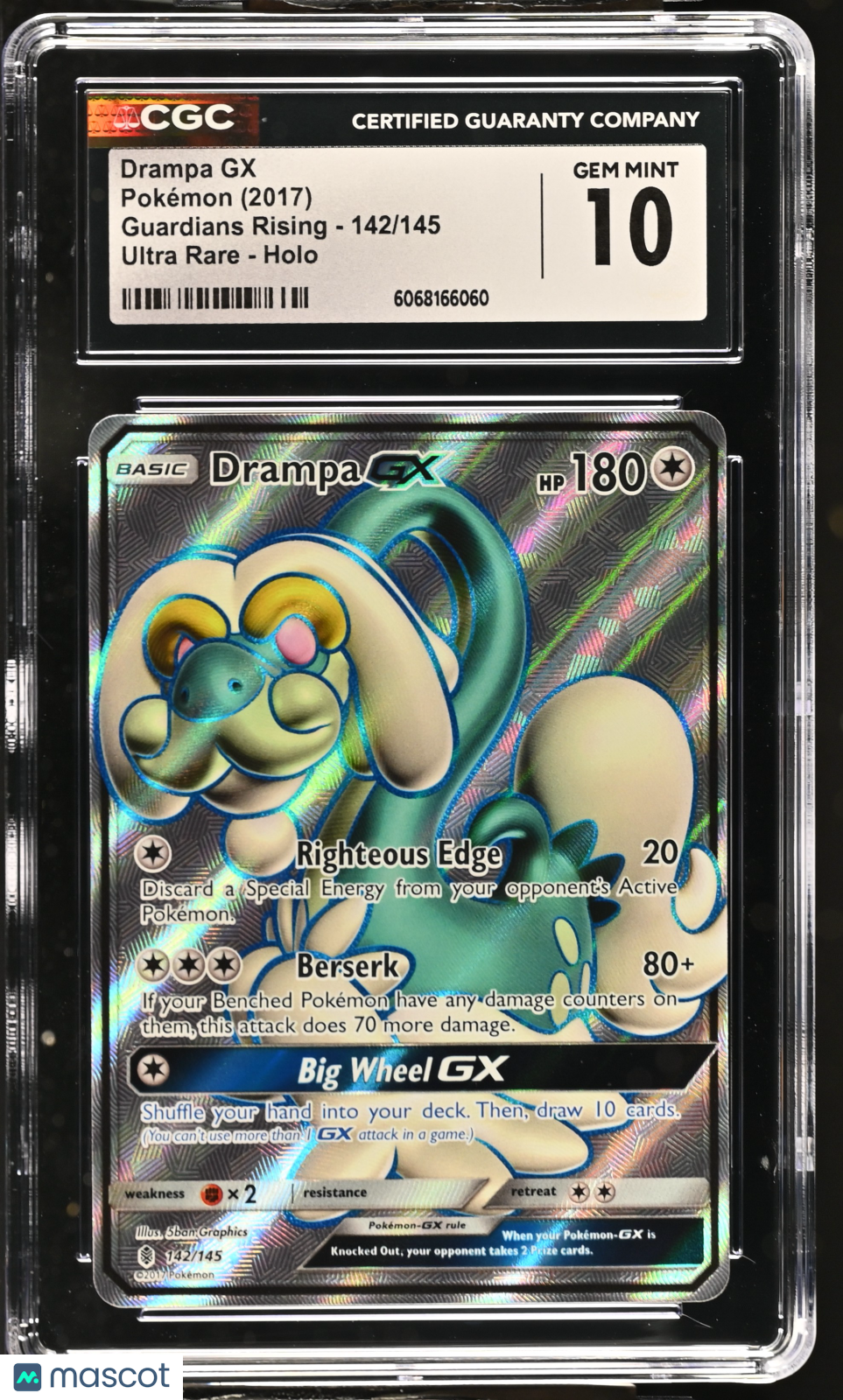 2017 Pokemon Drampa GX #142/145 Ultra Rare CGC 10