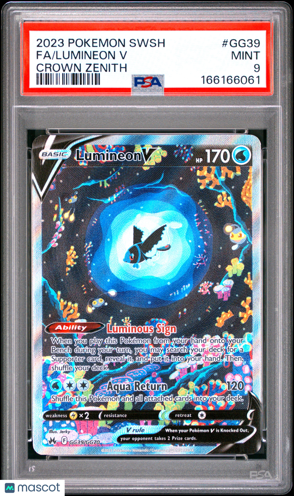 2023 Pokemon Sword And Shield Crown Zenith Lumineon V #GG39 Crown Zenith Fa PSA 9