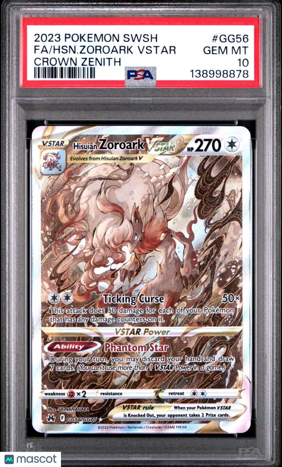 2023 Pokemon Sword And Shield Crown Zenith HSN. Zoroark VSTAR #GG56 Fa Crown Zenith PSA 10