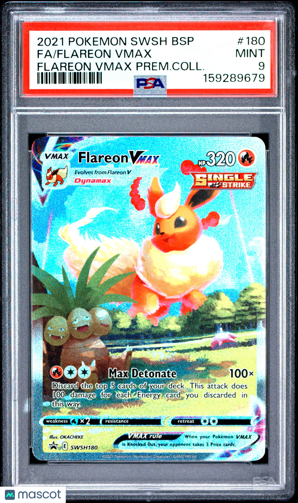2021 Pokemon Swsh Black Star Promo Flareon VMAX #180 Flareon VMAX Prem.Coll. Fa PSA 9