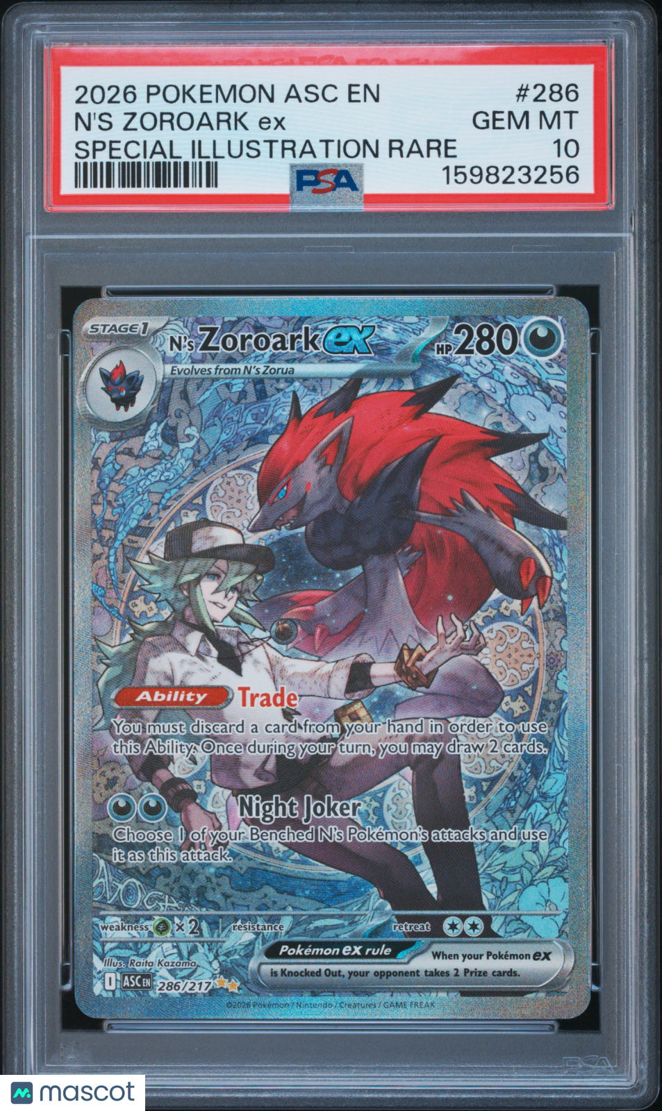 2026 Pokemon Asc EN-Ascended Heroes N'S Zoroark EX #286 Special Illustration Rare PSA 10