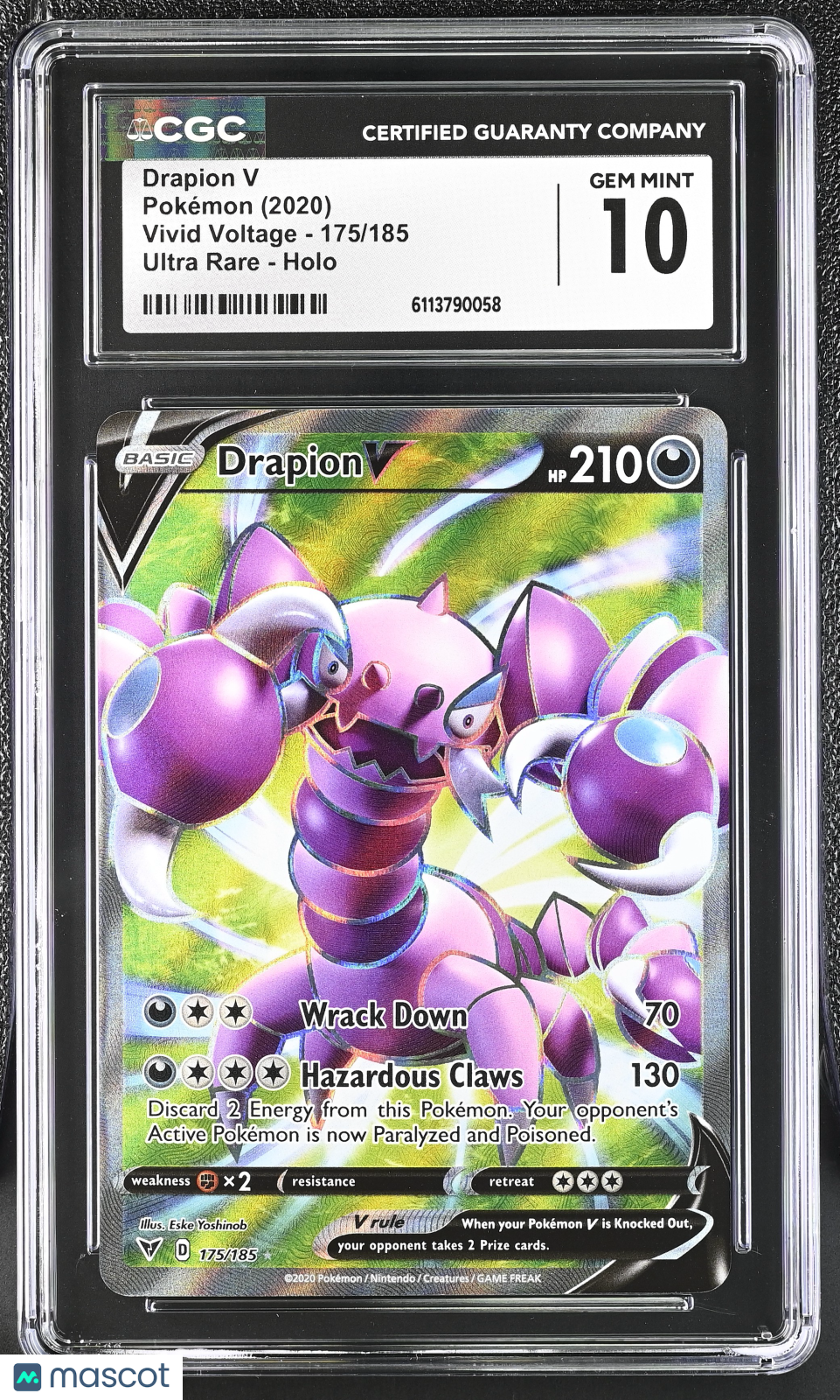 2020 Pokemon Drapion V #175/185 Ultra Rare CGC 10
