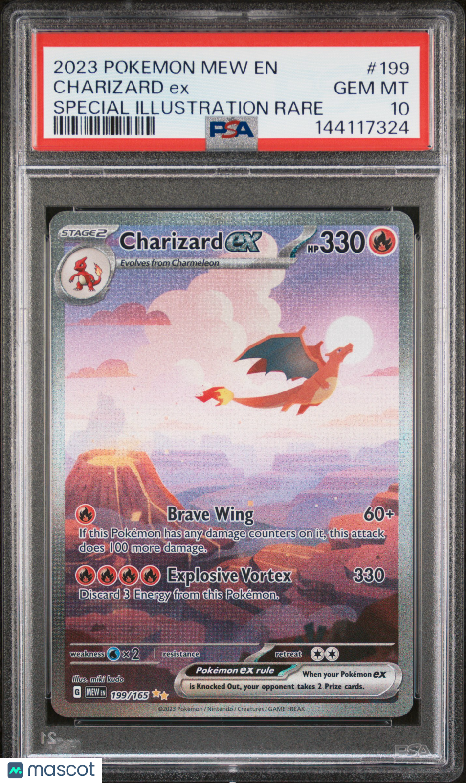 2023 Pokemon Mew EN-151 Charizard EX #199 Special Illustration Rare PSA 10