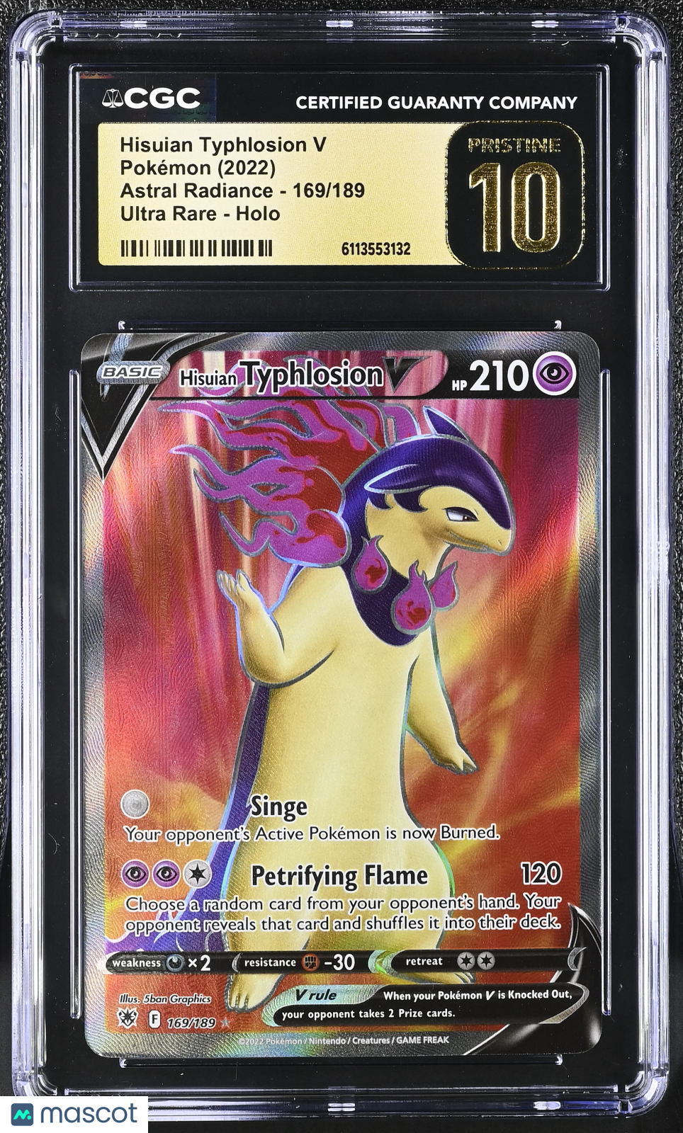 2022 Pokemon Hisuian Typhlosion V #169/189 Ultra Rare CGC 10
