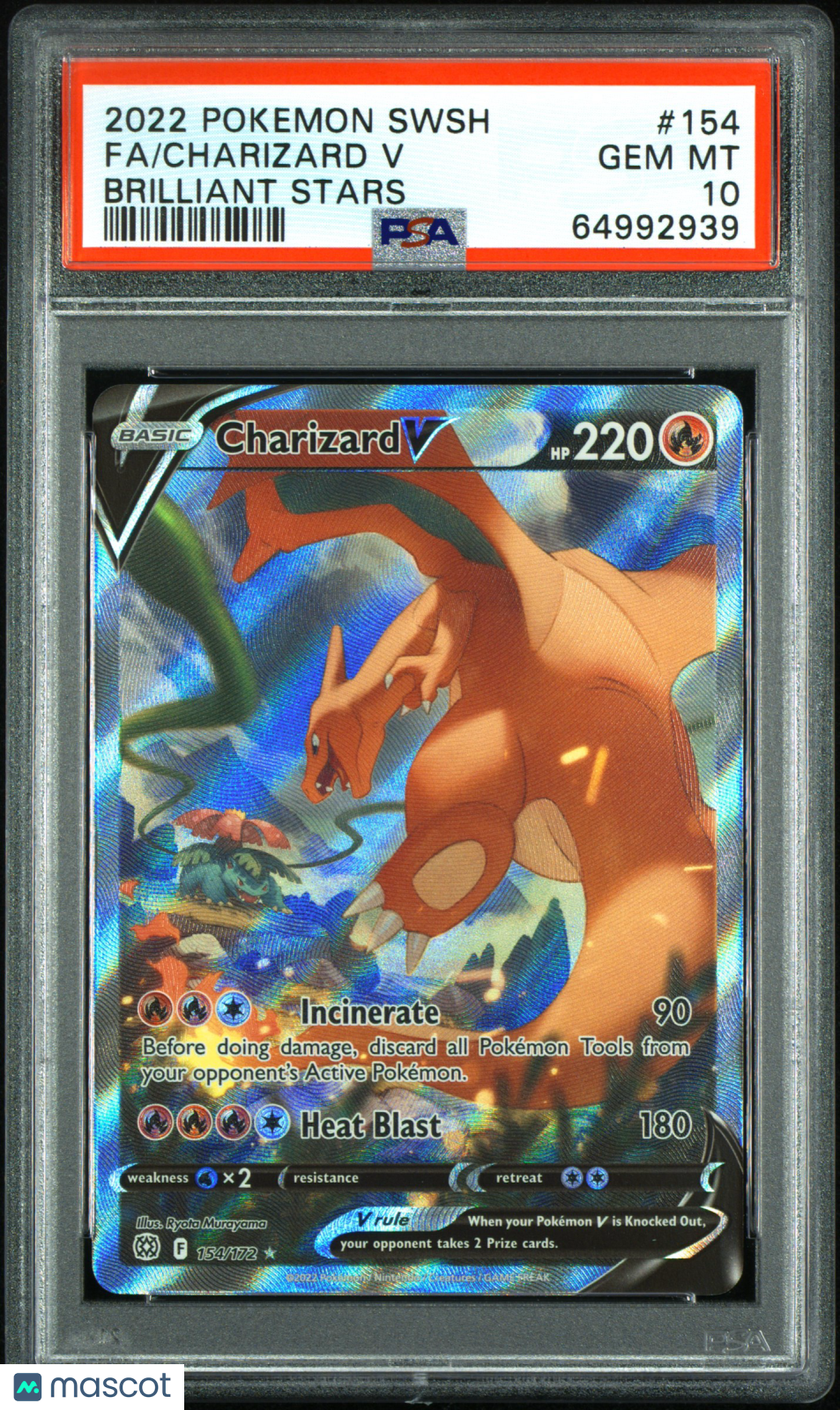 2022 Pokemon Sword & Shield Brilliant Stars Charizard V #154 Fa Brilliant Stars PSA 10