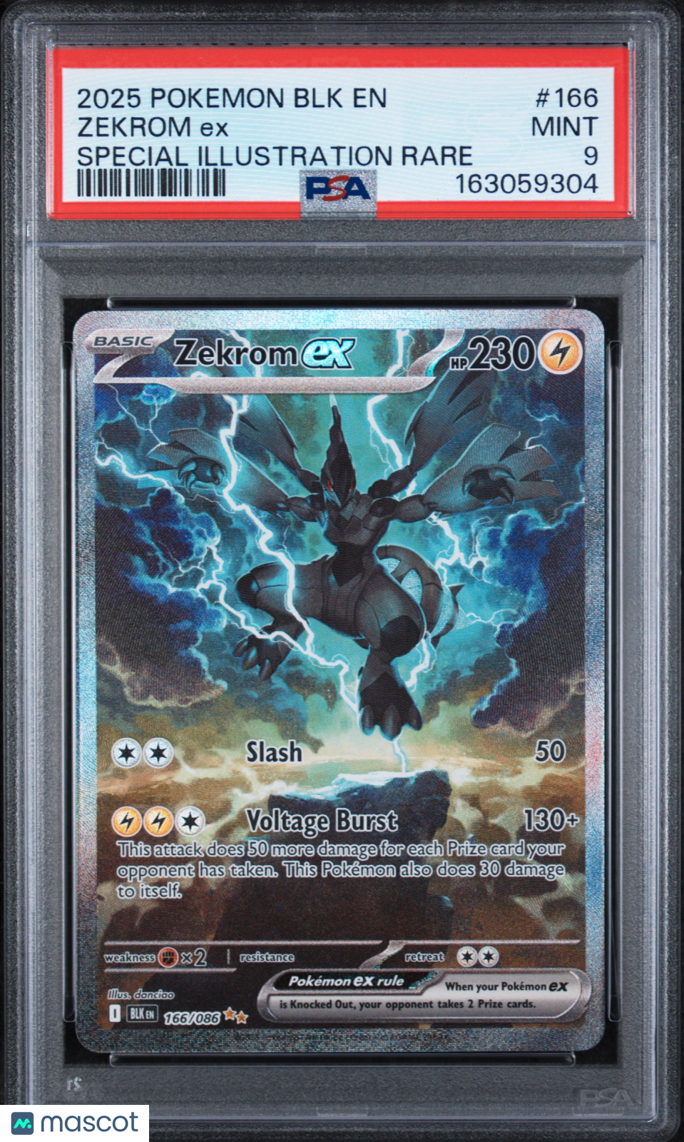 2025 Pokemon BLK EN-Black Bolt Zekrom EX #166 Special Illustration Rare PSA 9