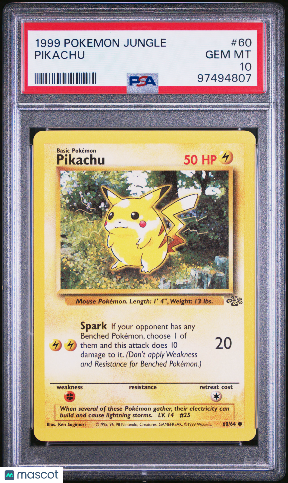 1999 Pokemon Jungle Pikachu #60 PSA 10