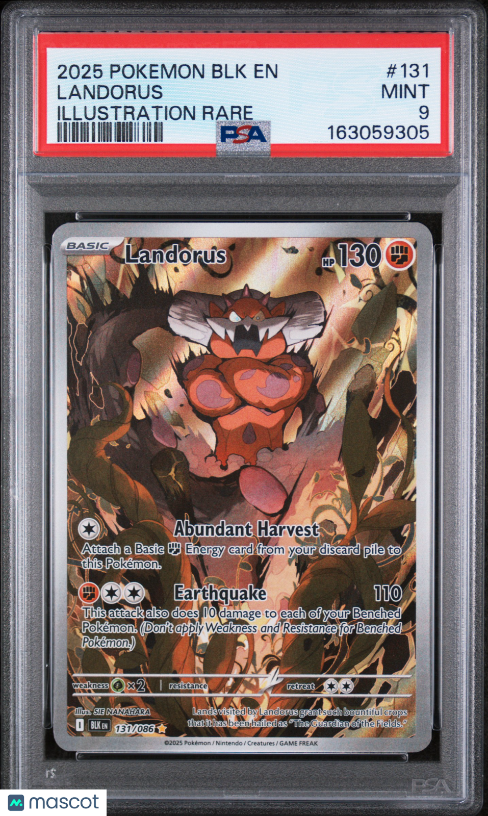 2025 Pokemon BLK EN-Black Bolt Landorus #131 Illustration Rare PSA 9