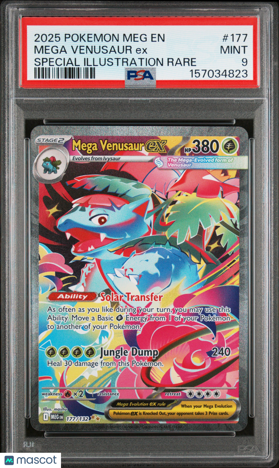 2025 Pokemon Meg EN-Mega Evolution Mega Venusaur EX #177 Special Illustration Rare PSA 9