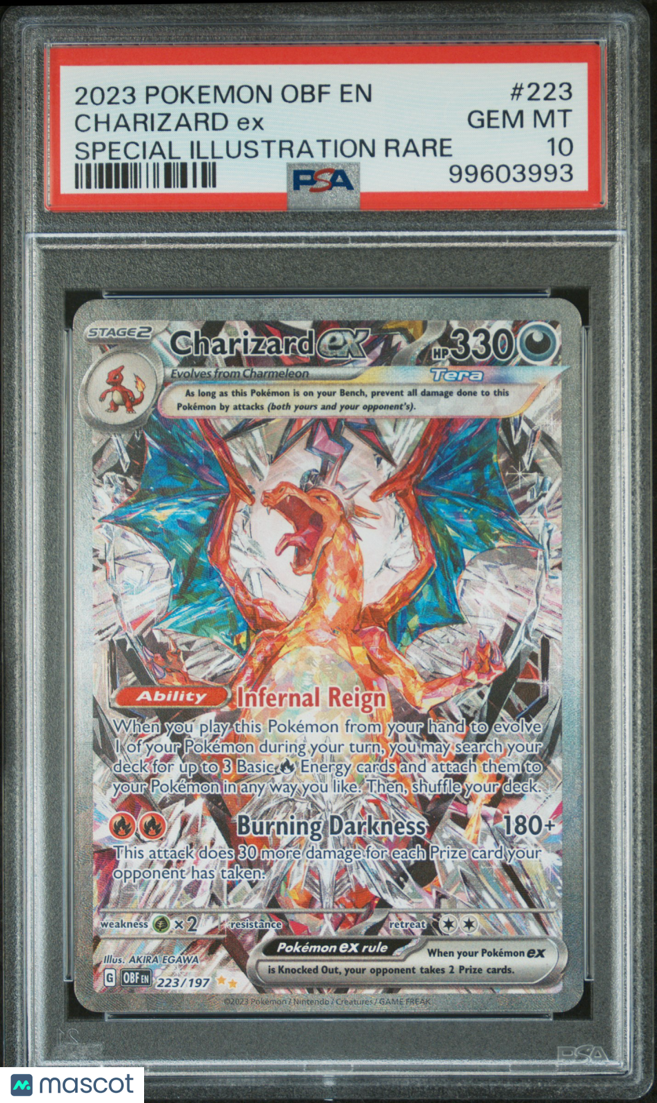 2023 Pokemon Obf EN-Obsidian Flames Charizard EX #223 Special Illustration Rare PSA 10