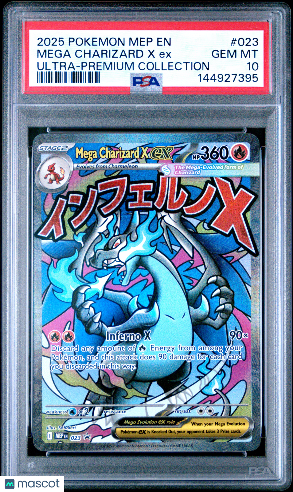 2025 Pokemon Mep EN-Me Black Star Promo Mega Charizard X EX #023 Ultra-Premium Collection PSA 10