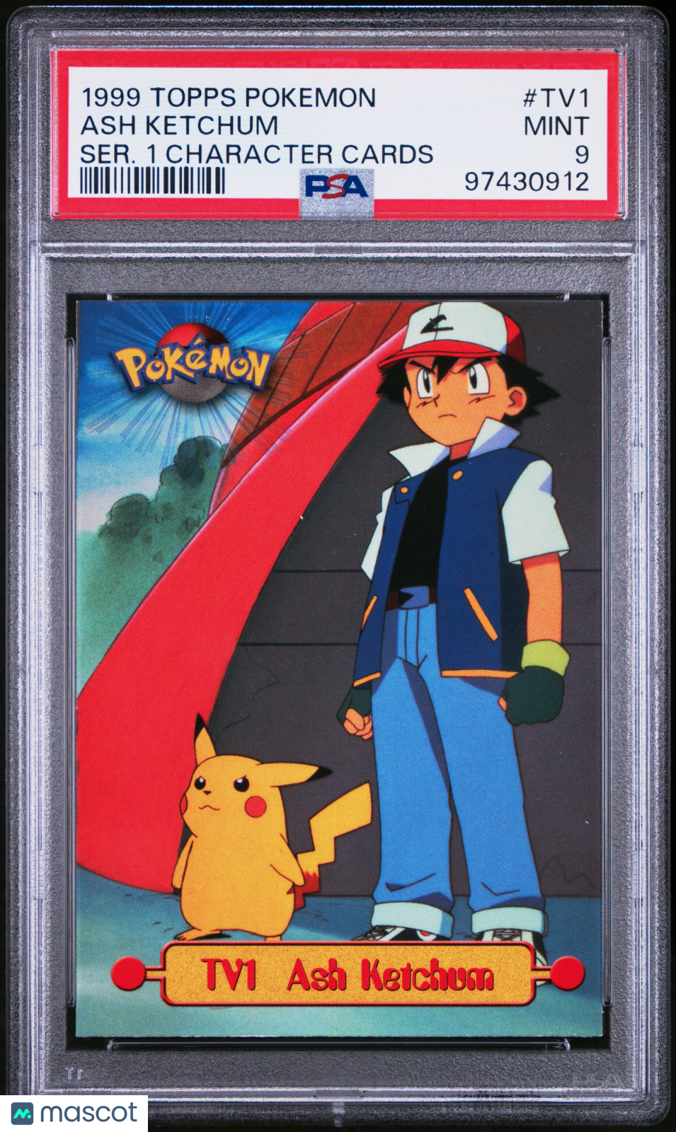 1999 Topps Pokemon Series 1 Character Cards Ash Ketchum #TV1 PSA 9