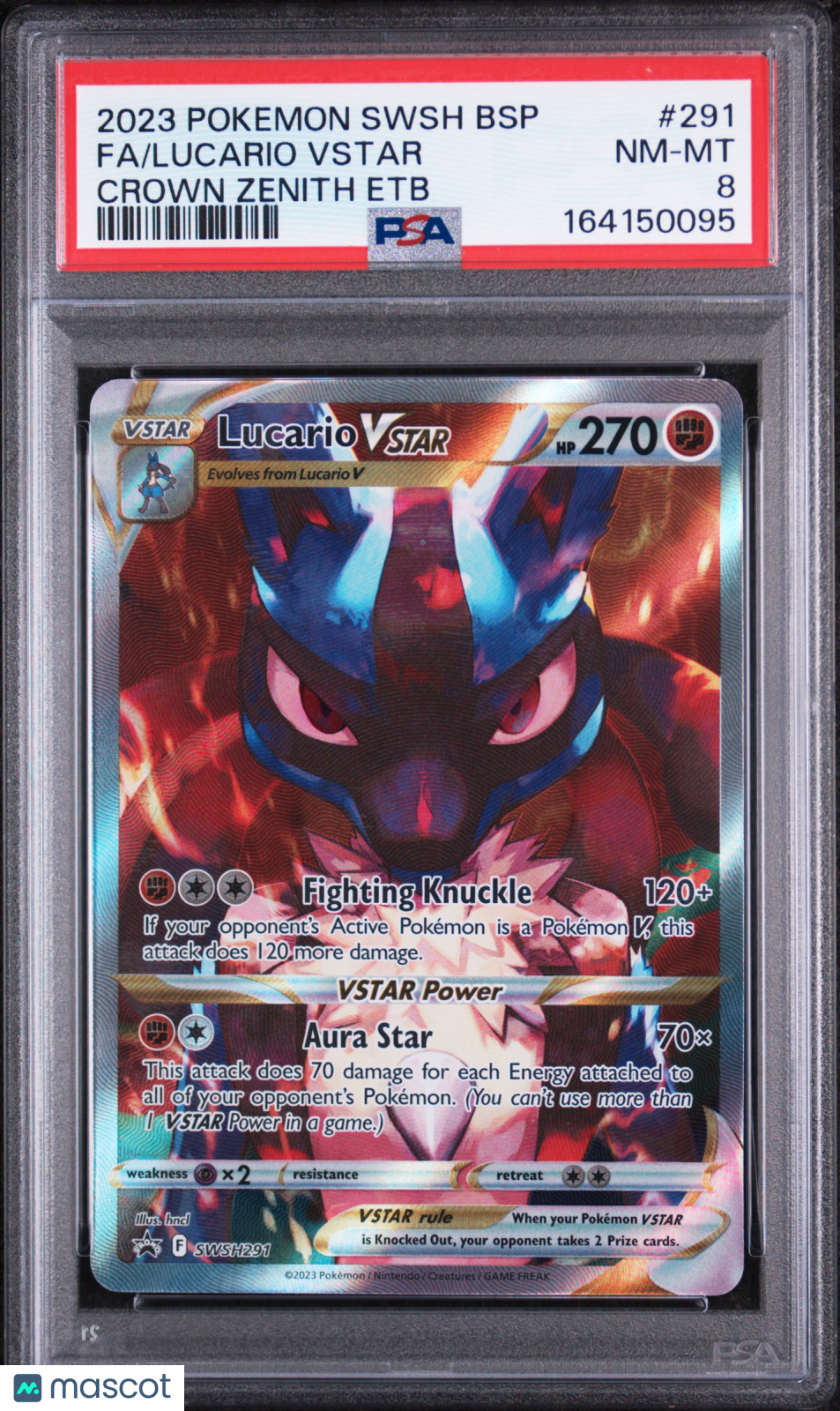 2023 Pokemon Swsh Black Star Promo Lucario VSTAR #291 Crown Zenith Etb Fa PSA 8