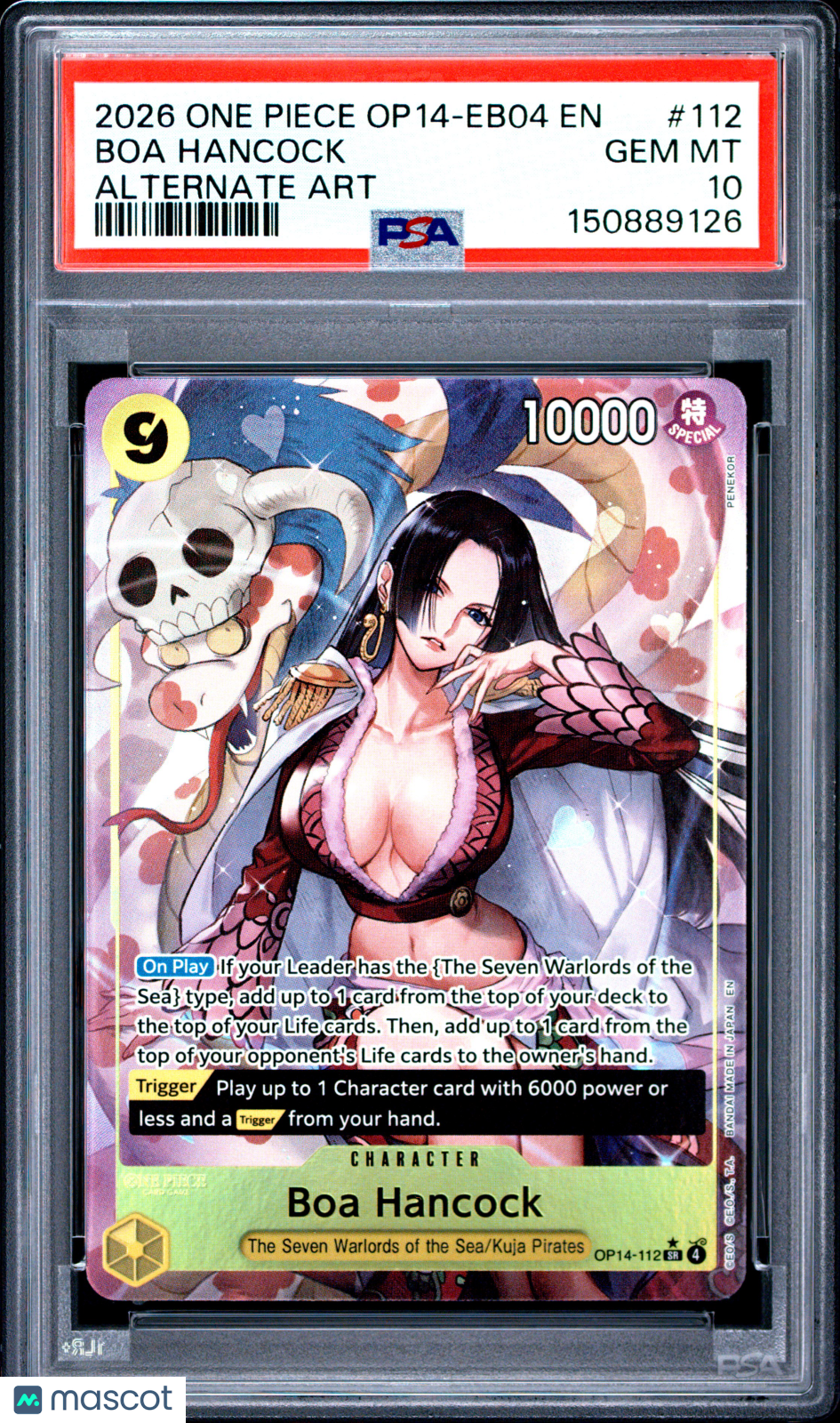 2026 One Piece Op14-Eb04-The Azure Sea's Seven Boa Hancock #112 Alternate Art PSA 10