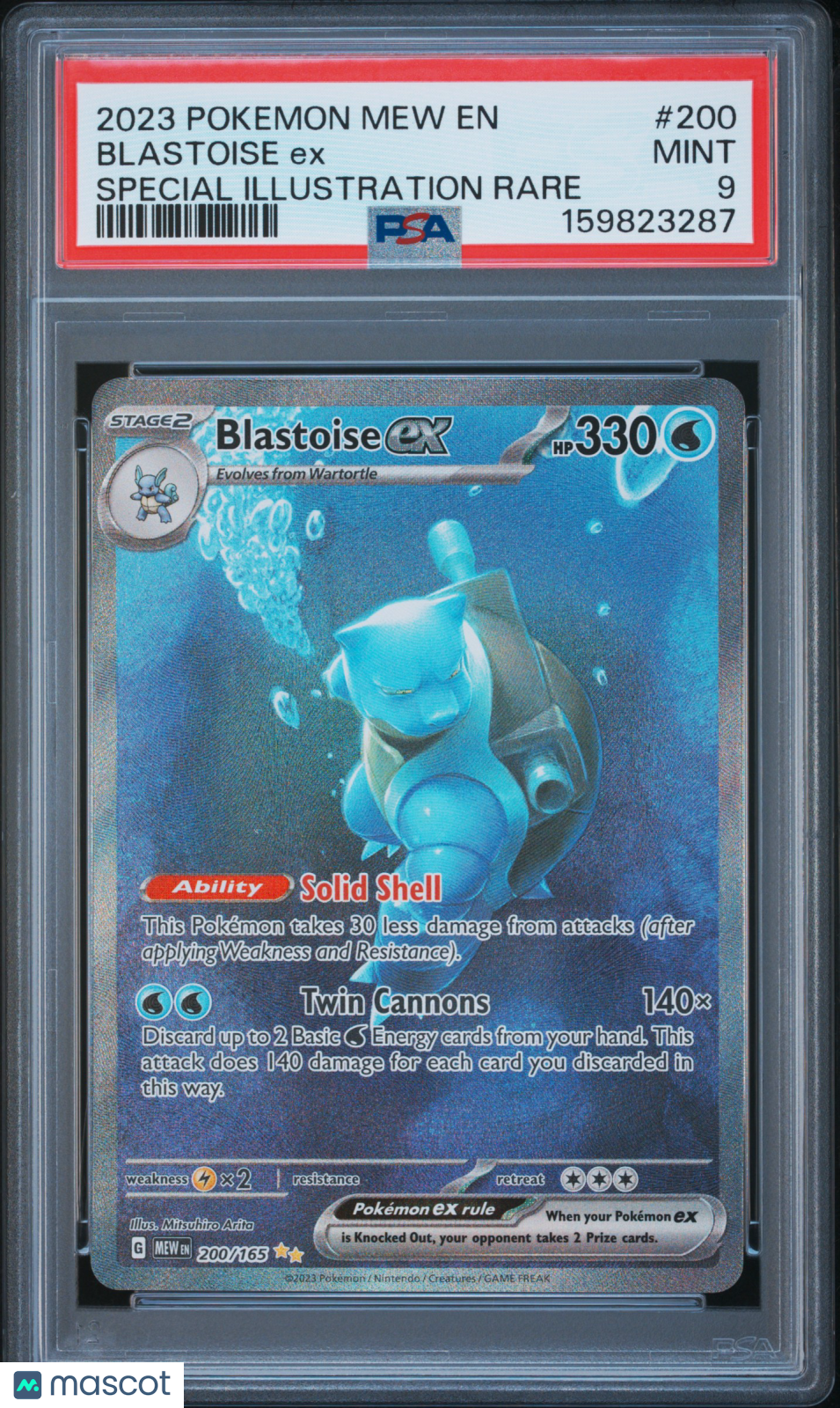 2023 Pokemon Mew EN-151 Blastoise EX #200 Special Illustration Rare PSA 9