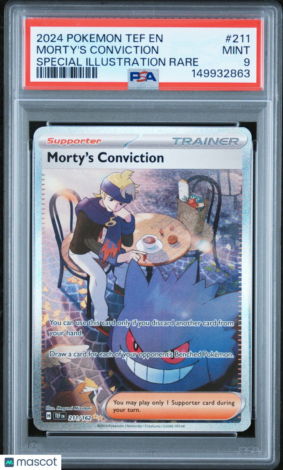 2024 Pokemon Tef EN-Temporal Forces Morty's Conviction #211 Special Illustration Rare PSA 9