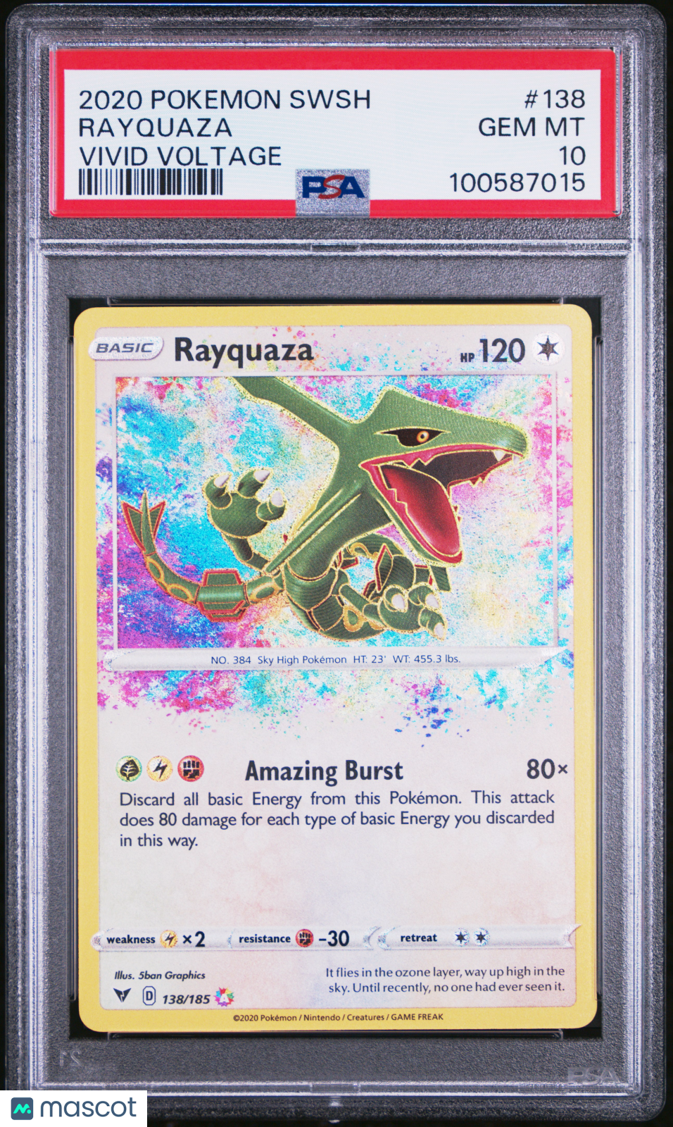 2020 Pokemon Sword & Shield Vivid Voltage Rayquaza #138 Vivid Voltage PSA 10