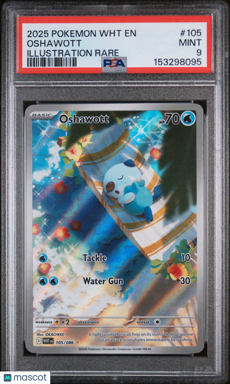 2025 Pokemon WHT EN-White Flare Oshawott #105 Illustration Rare PSA 9